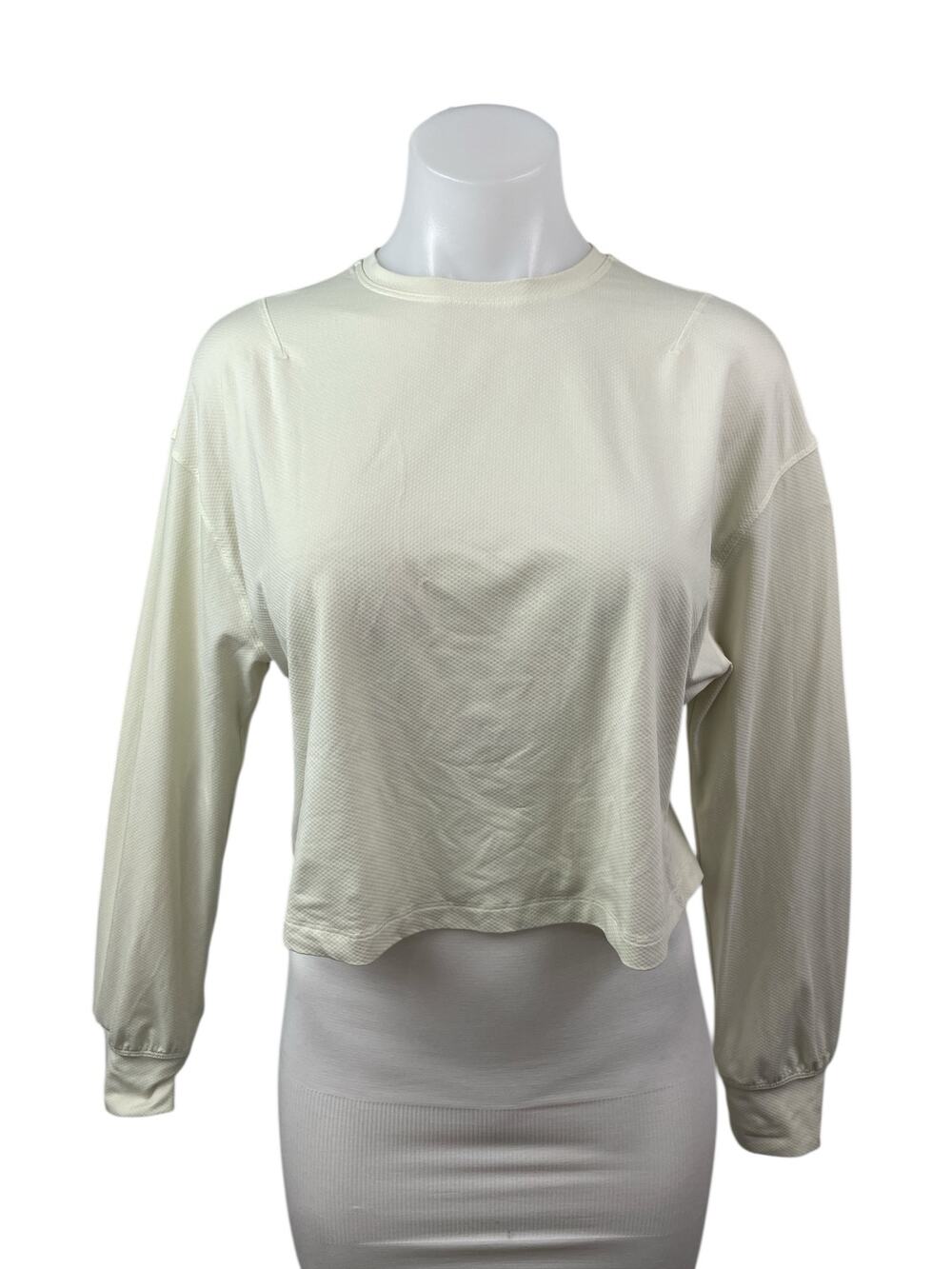 Lululemon Women's Cream Long Sleeve Crew Neck Boxy Athletic Sweatshirt Top Sz 6